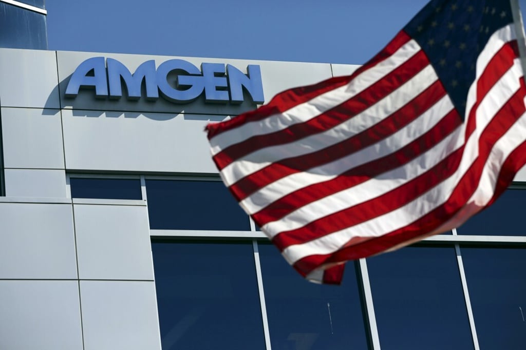 An Amgen sign is seen at the company’s office in South San Francisco, California. Photo: Reuters