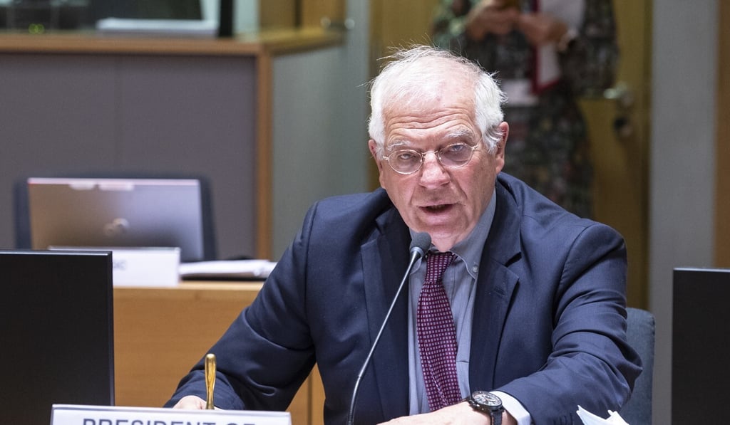 Josep Borrell, chairing a meeting of the European Union’s Foreign Affairs Council in Brussels, Belgium, on Monday. Photo: European Union/Handout via Xinhua)