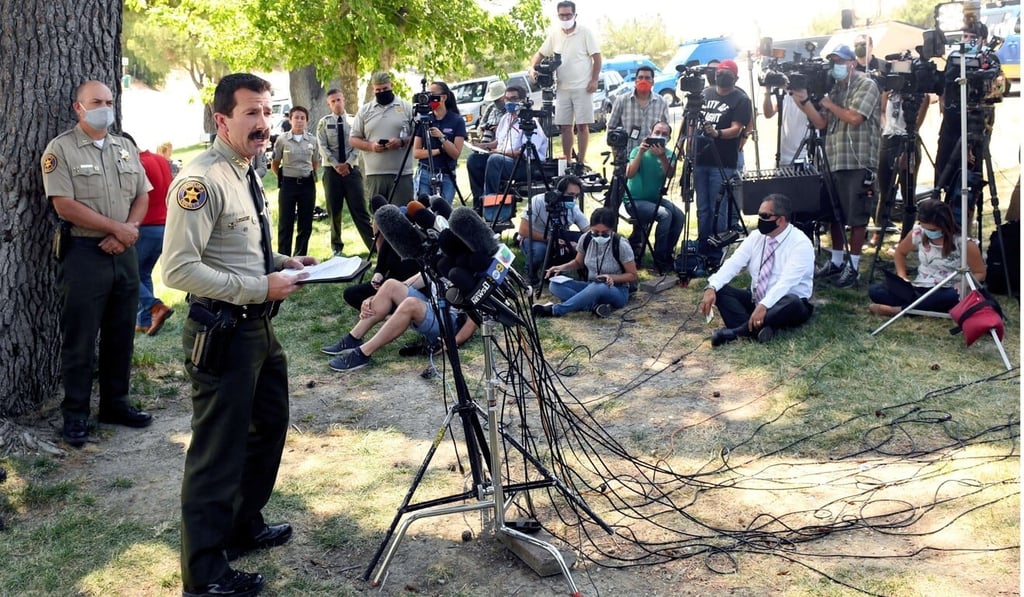 Ventura County Sheriff Bill Ayub speaks during a press conference after the body of missing actress Naya Rivera was found. Photo: AFP