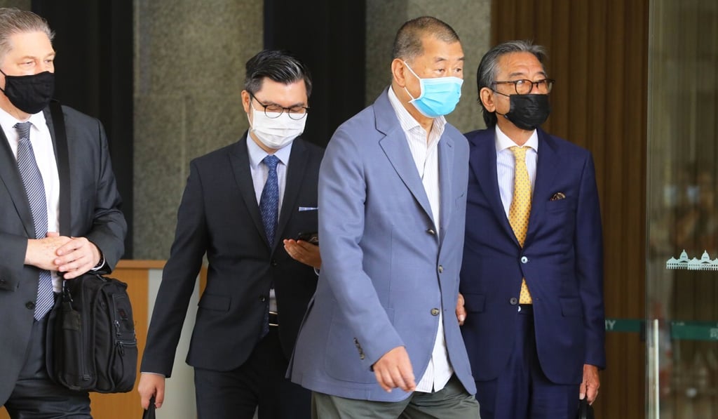 Hong Kong media tycoon Jimmy Lai leaves West Kowloon Court after Wednesday’s hearing. Photo: Dickson Lee