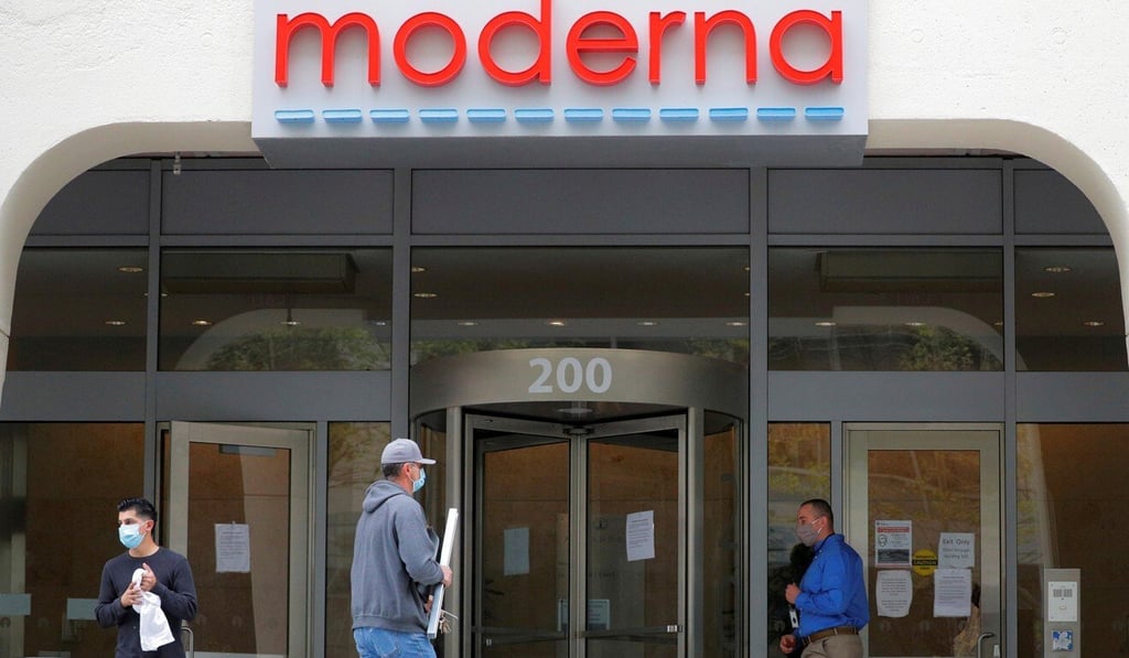 A sign marks the headquarters of Moderna Inc in Cambridge, Massachusetts. Photo: Reuters