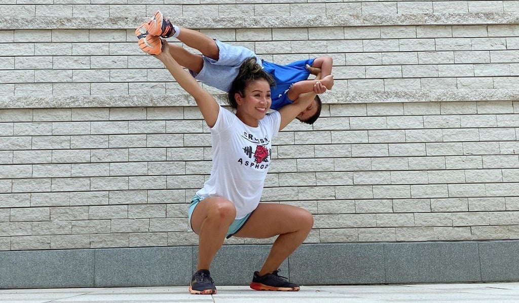 Michelle O'Brien shows how to get your family involved in CrossFit workouts during lockdown with her son Ashton. Photo: Handout