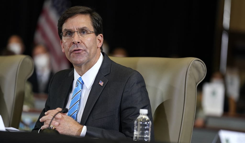 Defence Secretary Mark Esper speaks during a briefing at US Southern Command in Doral, Florida, on July 10. Photo: AP Defence Secretary Mark Esper speaks during a briefing at US Southern Command in Doral, Florida, on July 10. Photo: AP