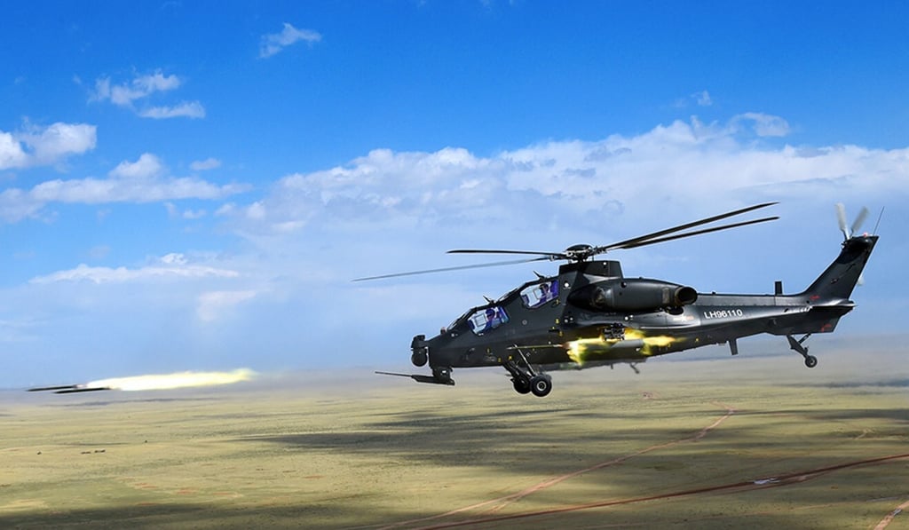 A PLA helicopter takes part in an exercise in the Inner Mongolia autonomous region, where the new missile was tested. Photo: Handout