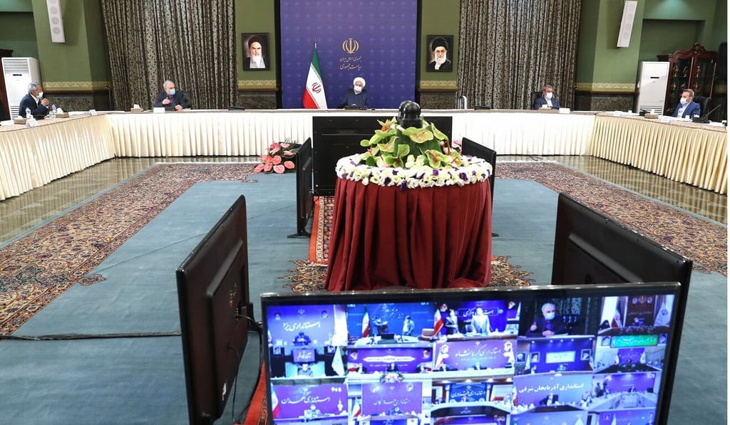 Iranian President Hassan Rowhani chairs a meeting of the national Covid-19 task force in Tehran. Photo: AFP