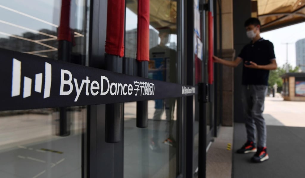 The ByteDance logo is seen at the entrance to a ByteDance office in Beijing. Photo: AFP The ByteDance logo is seen at the entrance to a ByteDance office in Beijing. Photo: AFP