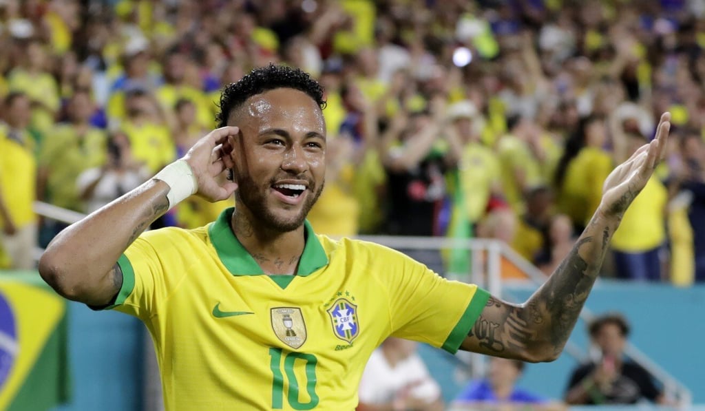 Brazilian striker Neymar reacts after assisting national teammate Casemiro in a friendly match against Colombia in 2019. Photo: AP Brazilian striker Neymar reacts after assisting national teammate Casemiro in a friendly match against Colombia in 2019. Photo: AP