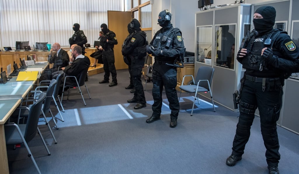 Judicial officers secure the regional court in Magdeburg during the trial of Stephan Balliet on Tuesday. Photo: dpa