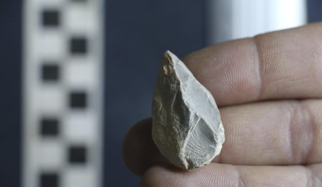 A stone tool found below the Last Glacial Maximum layer from a cave in Zacatecas, central Mexico. Photo: Ciprian Ardelean via AP