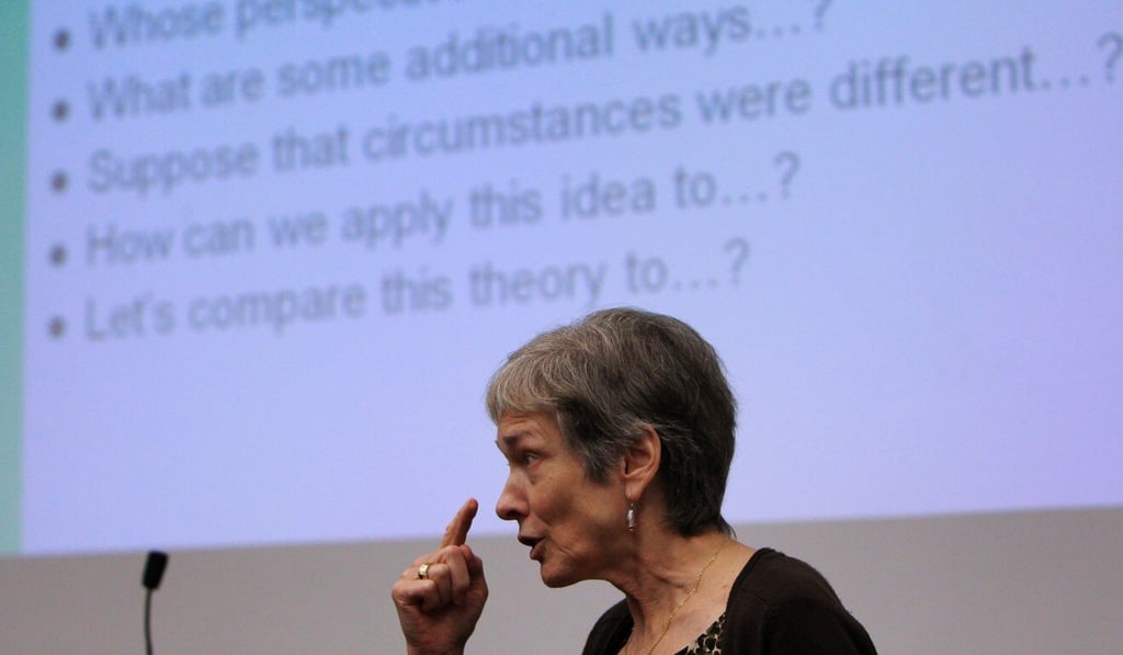 Professor Susan Fiksdal conducts training on collaborative learning at Baptist University in Kowloon Tong in October 2012. Professor Fiksdal was at the university under the Fulbright programme in 2011-12. Photo: Jonathan Wong