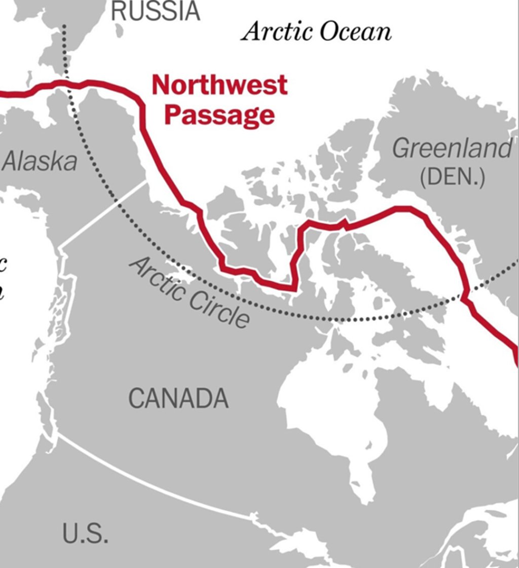 The Northwest Passage: the Arctic Route that links the Atlantic and the Pacific is open for longer every year as the ice melts due to climate change. Photo: NWP2021