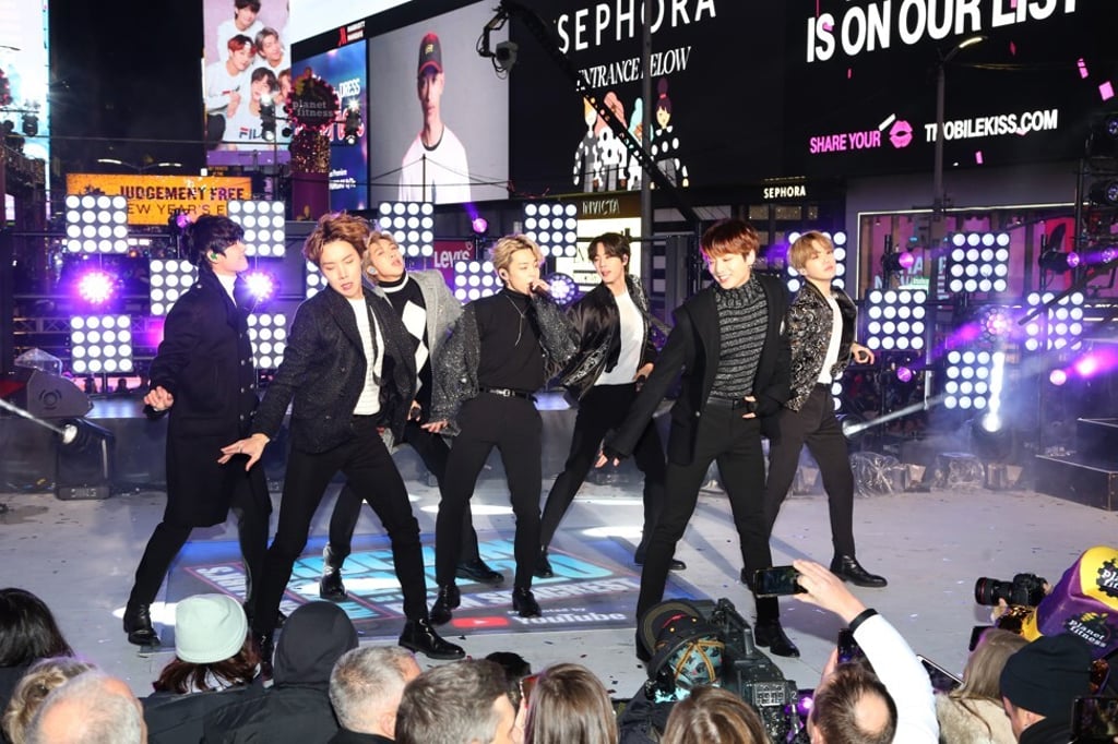 New York City boys – BTS perform during the Times Square New Year's Eve 2020 Celebration. Photo: Getty Images New York City boys – BTS perform during the Times Square New Year's Eve 2020 Celebration. Photo: Getty Images