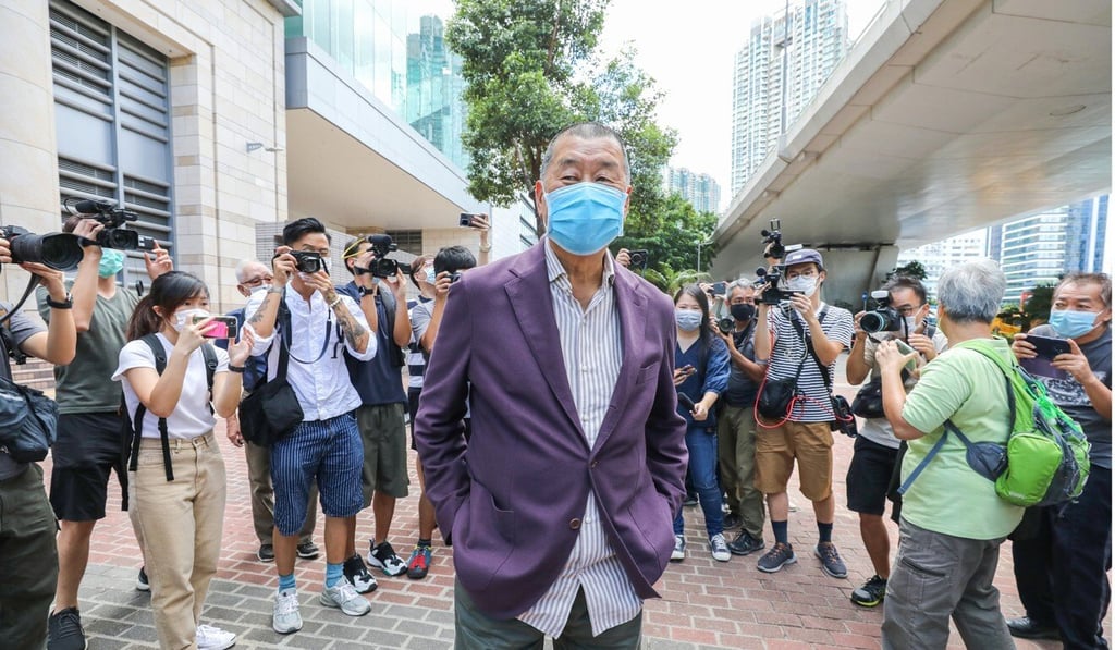 Jimmy Lai outside West Kowloon Magistrates' Courts. Photo: May Tse