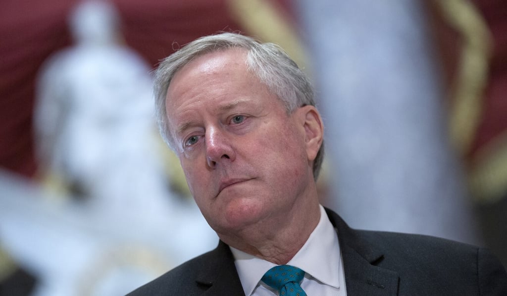 White House Chief of Staff Mark Meadows meets members of the media at the US Capitol on Saturday. Photo: Bloomberg