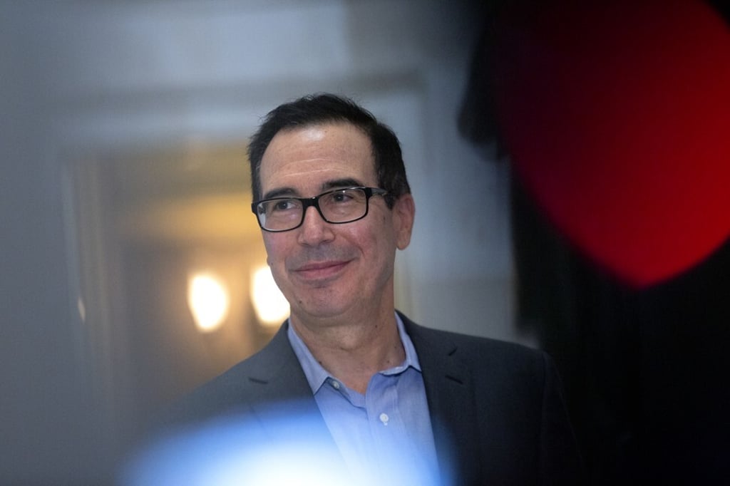 US Treasury Secretary Steven Mnuchin speaks to reporters following a meeting on a recovery package, at the US Capitol on August 1. The White House and Congress were trying to reach agreement on fresh stimulus measures amid Covid-19. Photo: Bloomberg