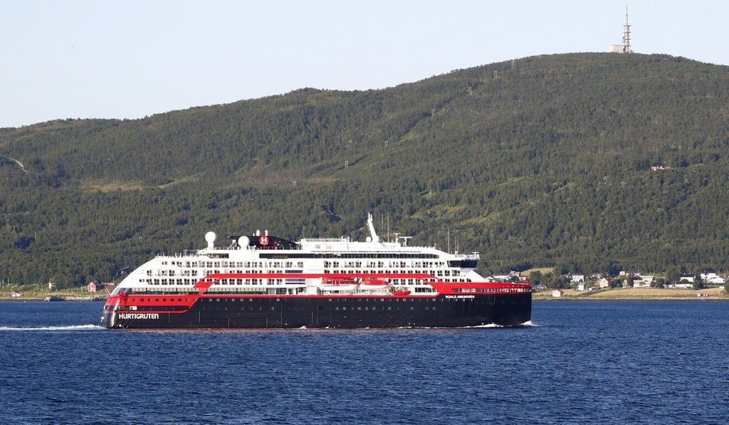 The Hurtigruten ship MS Roald Amundsen is seen in Tromso, Norway. Photo: EPA-EFE