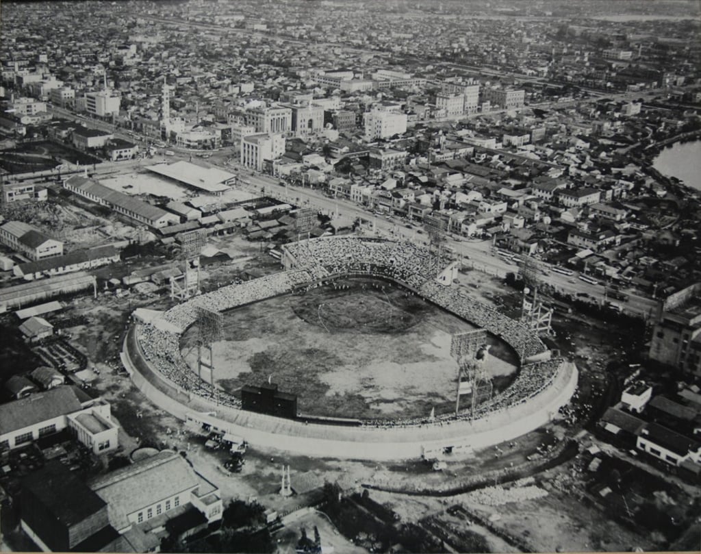 Hiroshima Carp's first baseball stadium, in 1957. Photo: Hiroshima City Public Archives Hiroshima Carp's first baseball stadium, in 1957. Photo: Hiroshima City Public Archives