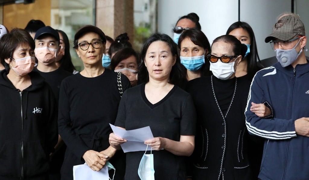 Pansy Ho (centre) announces the death of her father, Stanley Ho, outside the Hong Kong Sanatorium & Hospital in Happy Valley on May 26. Photo: K.Y. Cheng Pansy Ho (centre) announces the death of her father, Stanley Ho, outside the Hong Kong Sanatorium & Hospital in Happy Valley on May 26. Photo: K.Y. Cheng
