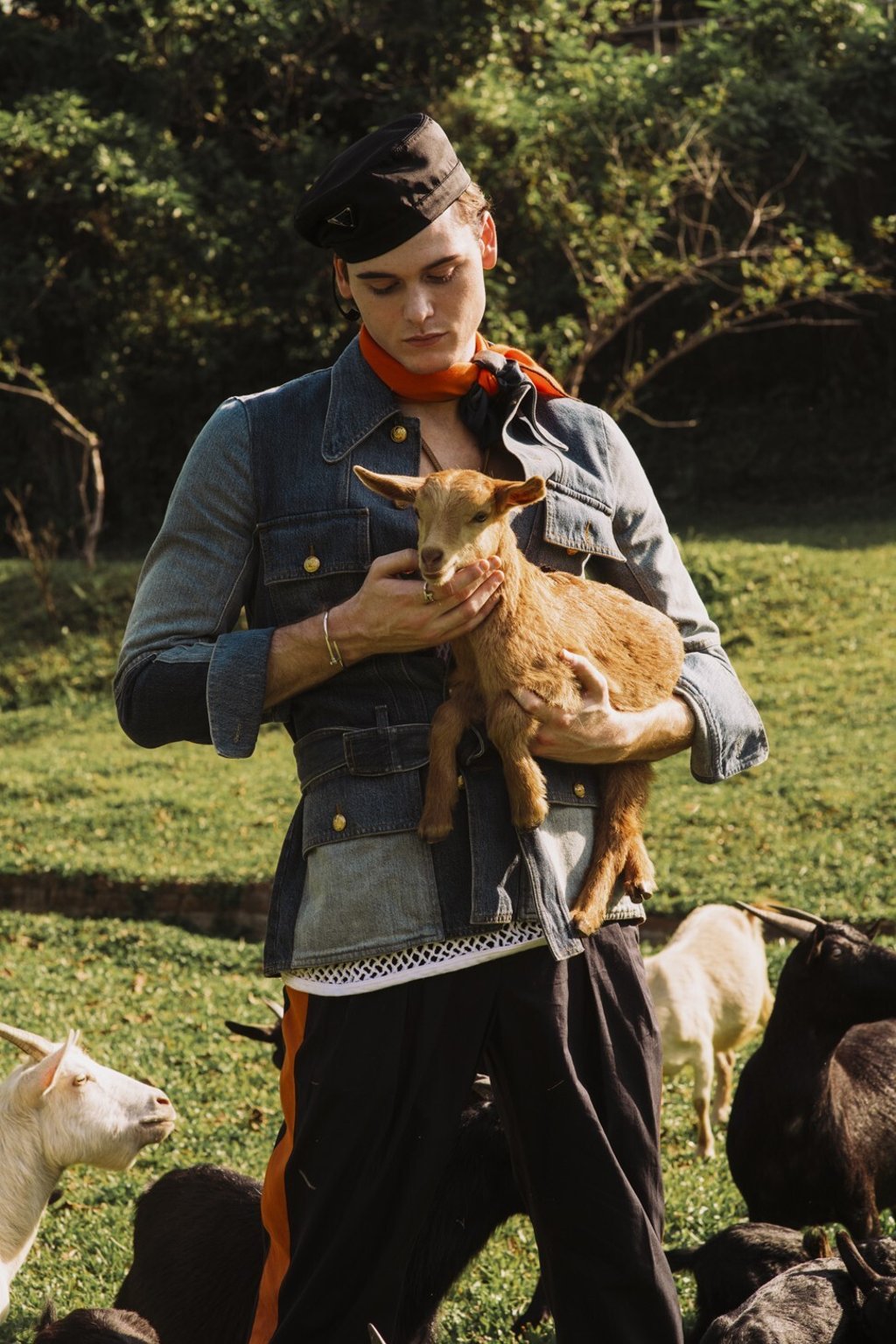 Gucci jacket, HK$36,300 (US$4,684); Valentino pants, HK$5,800; Gucci shoes, price upon request; Hermès scarf, HK$3,900; Prada hat, HK$2,500; Cartier bracelet, HK$55,000; ring, HK$18,300; Top, stylist’s own.