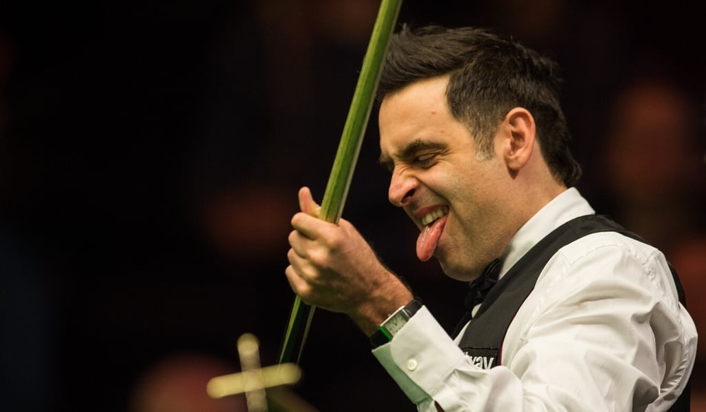 Ronnie O’Sullivan reacts during his third round match with Michael Georgiou of Cyprus at the UK Championship in 2016. Photo: Xinhua