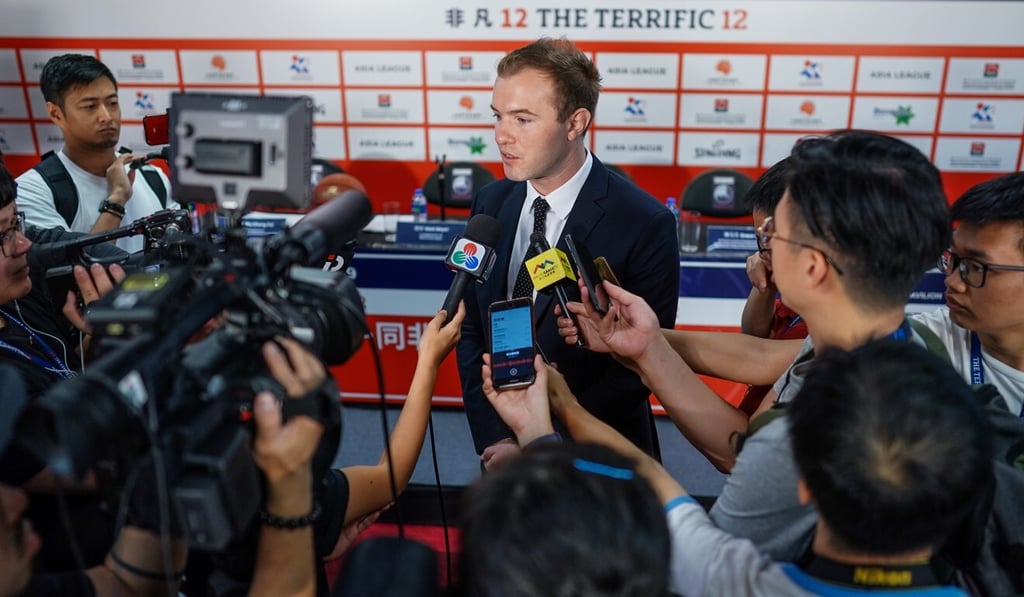 East Asia Super League CEO Matt Beyer, also a fluent Mandarin speaker, addresses the media before a competition in Macau in 2019. Photo: Handout