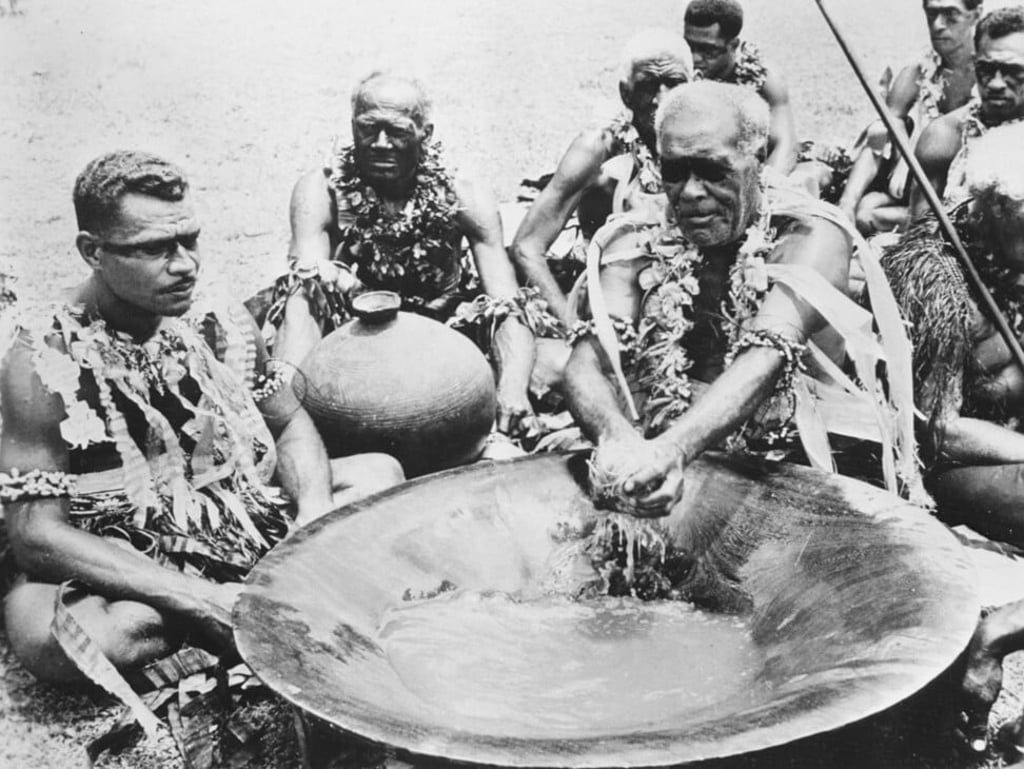 The mixing of the kava drink is a carefully observed ancient ritual. Photo: Bettmann Archive The mixing of the kava drink is a carefully observed ancient ritual. Photo: Bettmann Archive