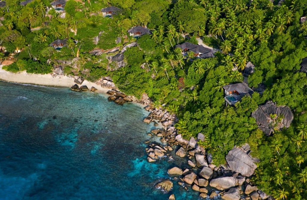 The unobtrusive villas and residences on Felicité Island, Seychelles. Photo: Six Senses