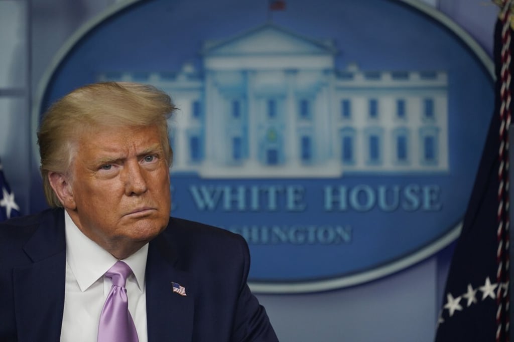 US President Donald Trump attends a news conference in the White House on August 19. Trump has floated the idea of delaying the election, and sowed doubt about its legitimacy. Photo: Bloomberg