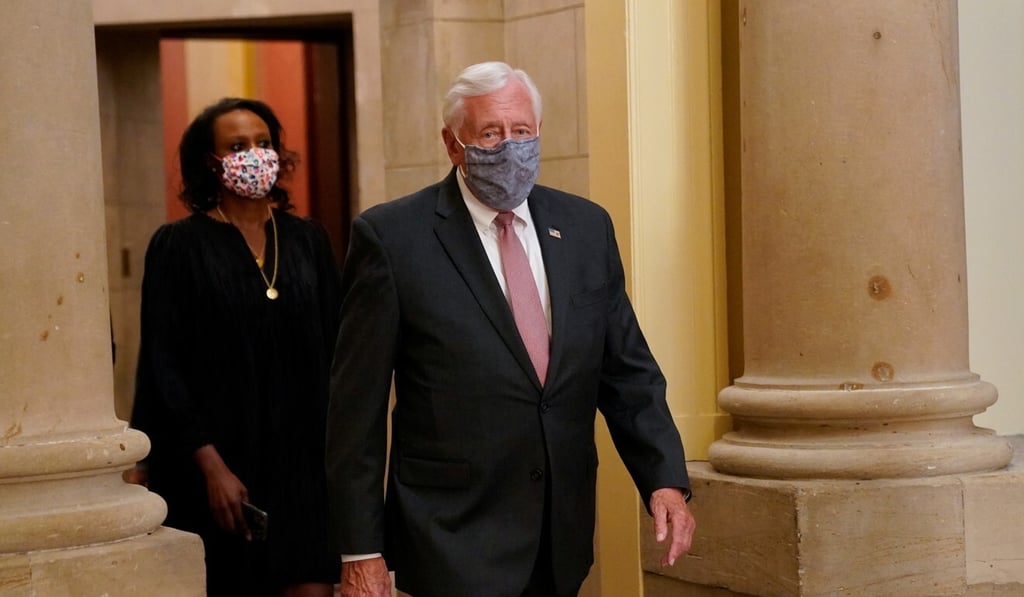 House Majority Leader Steny Hoyer departs Speaker of the House Nancy Pelosi's office in the US Capitol. Photo: Reuters House Majority Leader Steny Hoyer departs Speaker of the House Nancy Pelosi's office in the US Capitol. Photo: Reuters