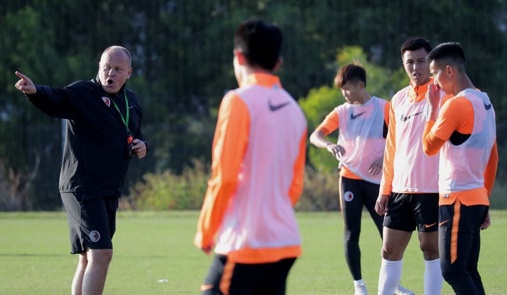 Mixu Paatelainen with the Hong Kong team during a practice session at Tseung Kwan O Football Training Centre. Photo: Edmond So Mixu Paatelainen with the Hong Kong team during a practice session at Tseung Kwan O Football Training Centre. Photo: Edmond So