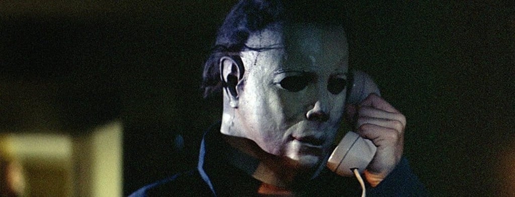 A still from Halloween (1978). Is there a more iconic covering in cinema than Michael Myers’ unnerving blank face in this film?