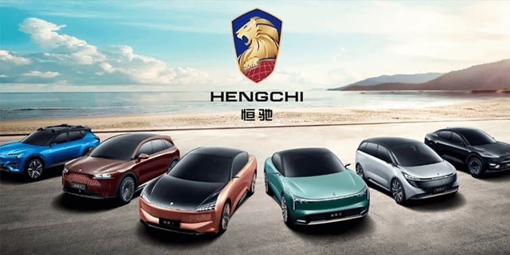 Evegrande’s line-up of Hengchi electric vehicles unveiled in August 2020. Photo: Handout