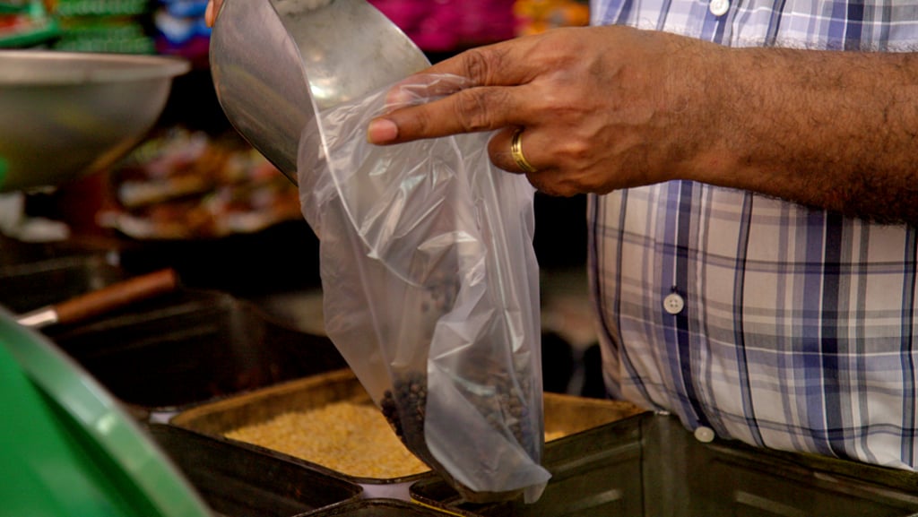 Regular customers at ARV Stores often ask to buy a variety of spices, which are mixed to their preferred taste and level of spiciness.