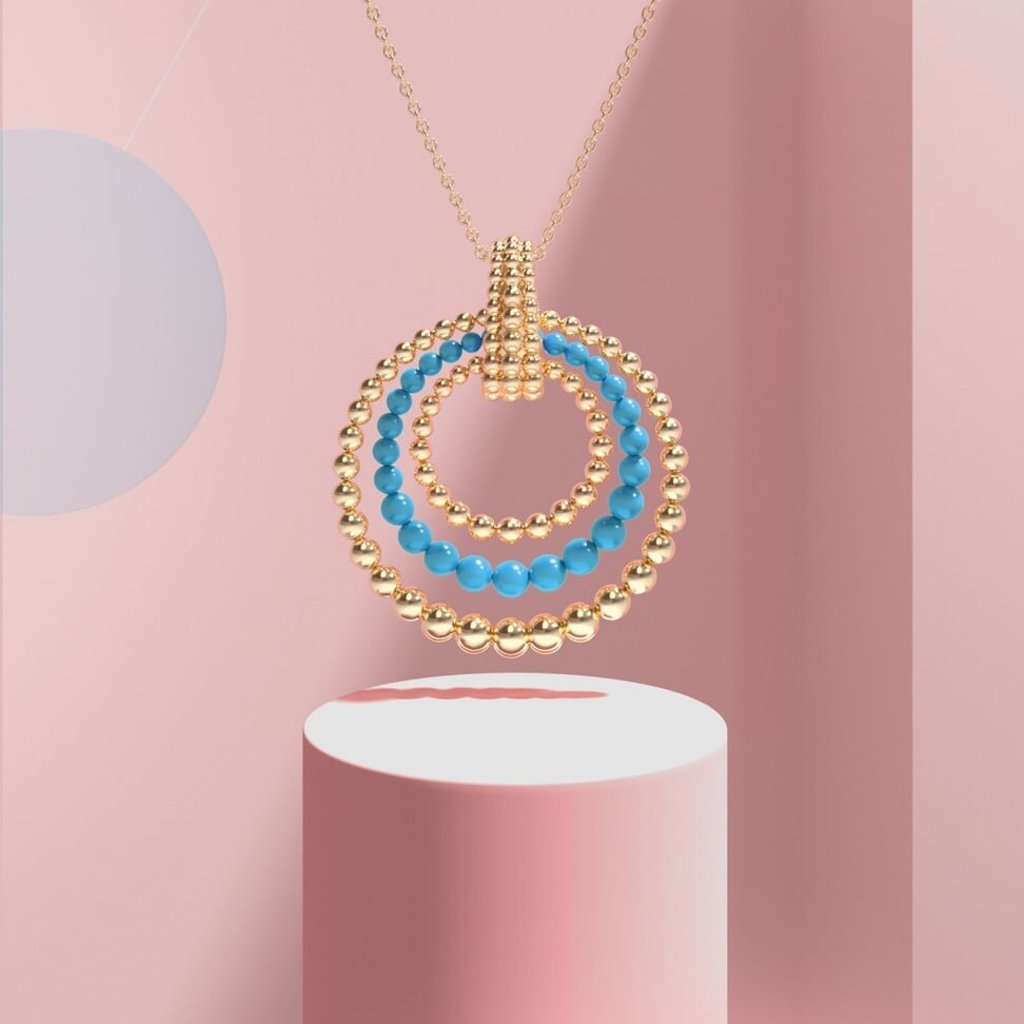 Clement Chia, a motion design specialist from Singapore, presented an interpretation of the Perlée couleurs transformable long necklace and Perlée diamond ring. Photo: Van Cleef & Arpels