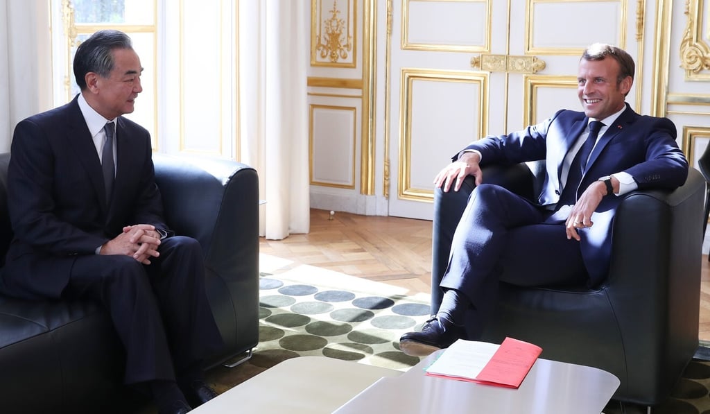 French President Emmanuel Macron (right) meets with Chinese Foreign Minister Wang Yi at the Elysee Palace in Paris last week. Photo: Xinhua French President Emmanuel Macron (right) meets with Chinese Foreign Minister Wang Yi at the Elysee Palace in Paris last week. Photo: Xinhua