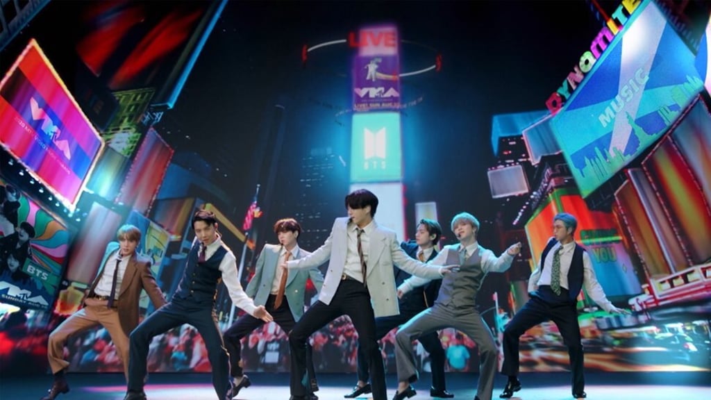 South Korean boy band BTS performs during the 2020 MTV Video Music Awards in New York on August 30. Photo: AFP Photo/MTV