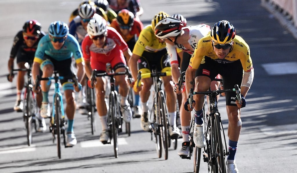 Slovenian rider Primoz Roglic of Jumbo-Visma in the lead during the Tour de France. Photo: EPA