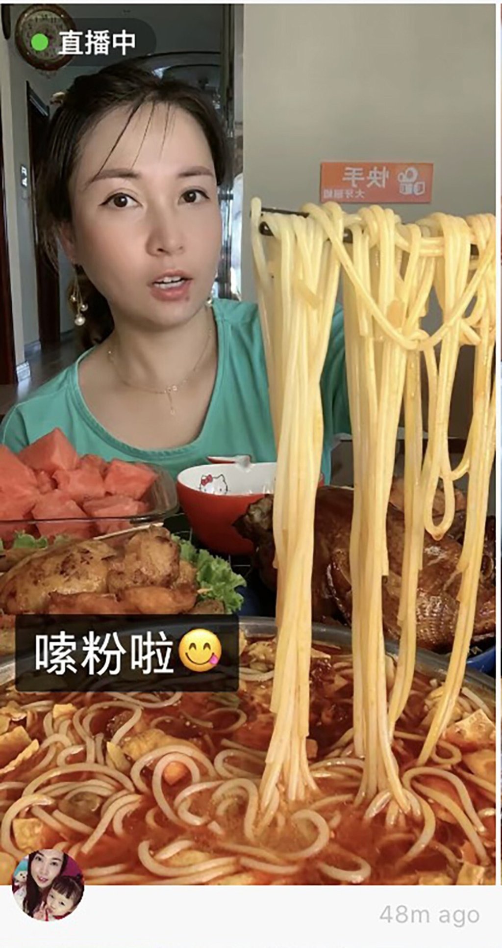 Chinese short video platforms Douyin and Kuaishou now show a reminder to users who search keywords related to eating shows, urging them to not waste food. Photo: SCMP