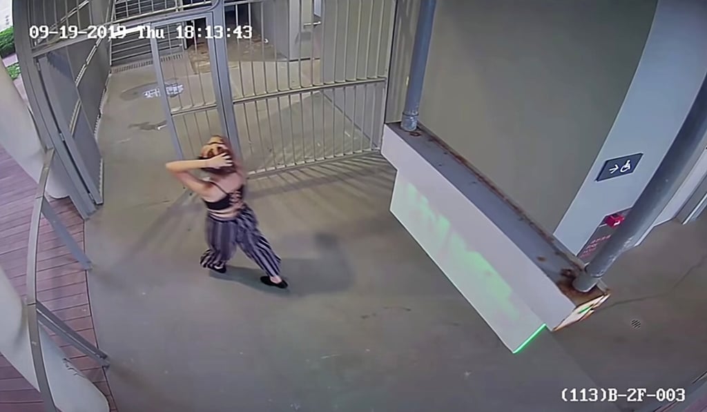 New CCTV footage given to the Coroner’s Court by police on Friday showed 15-year-old Chan Yin-lam walking with shoes at one point (pictured), then barefoot only a minute later. Photo: Handout New CCTV footage given to the Coroner’s Court by police on Friday showed 15-year-old Chan Yin-lam walking with shoes at one point (pictured), then barefoot only a minute later. Photo: Handout