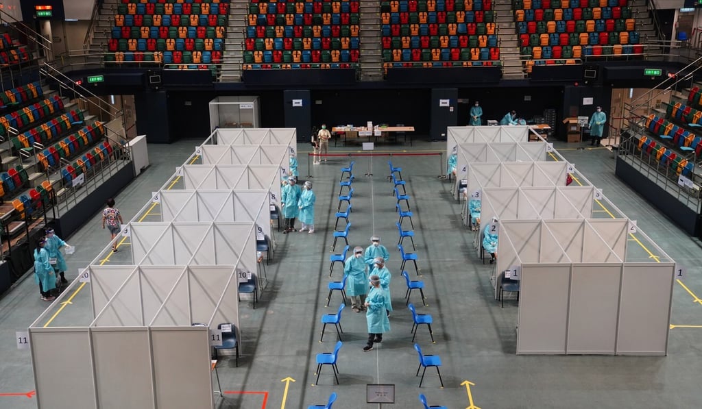 The sample collection site at Queen Elizabeth Stadium in Wan Chai. Photo: Sam Tsang