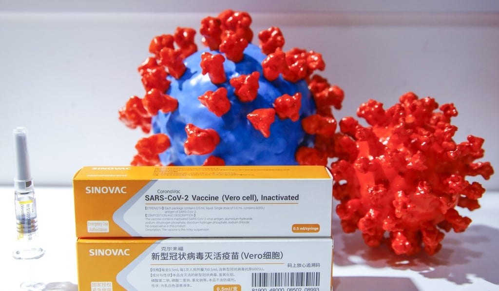 Sinovac’s products on display at a trade fair. Photo: EPA-EFE Sinovac’s products on display at a trade fair. Photo: EPA-EFE