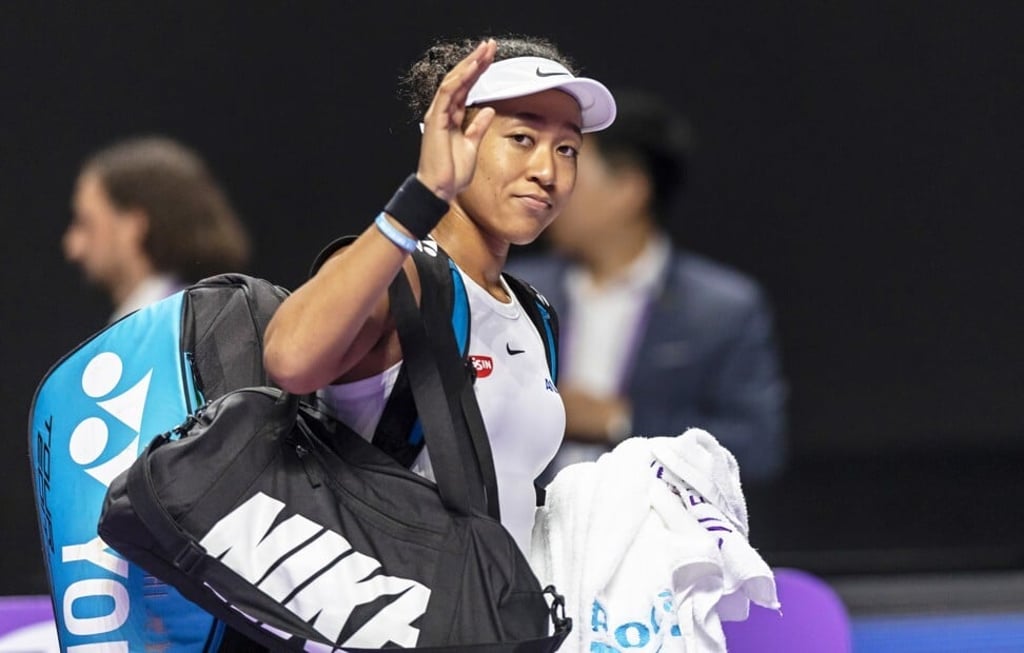 Naomi Osaka leaves the court after defeating Petra Kvitova of the Czech Republic in their group match at the WTA Finals tennis tournament in Shenzhen, October 2019. Photo: EPA-EFE