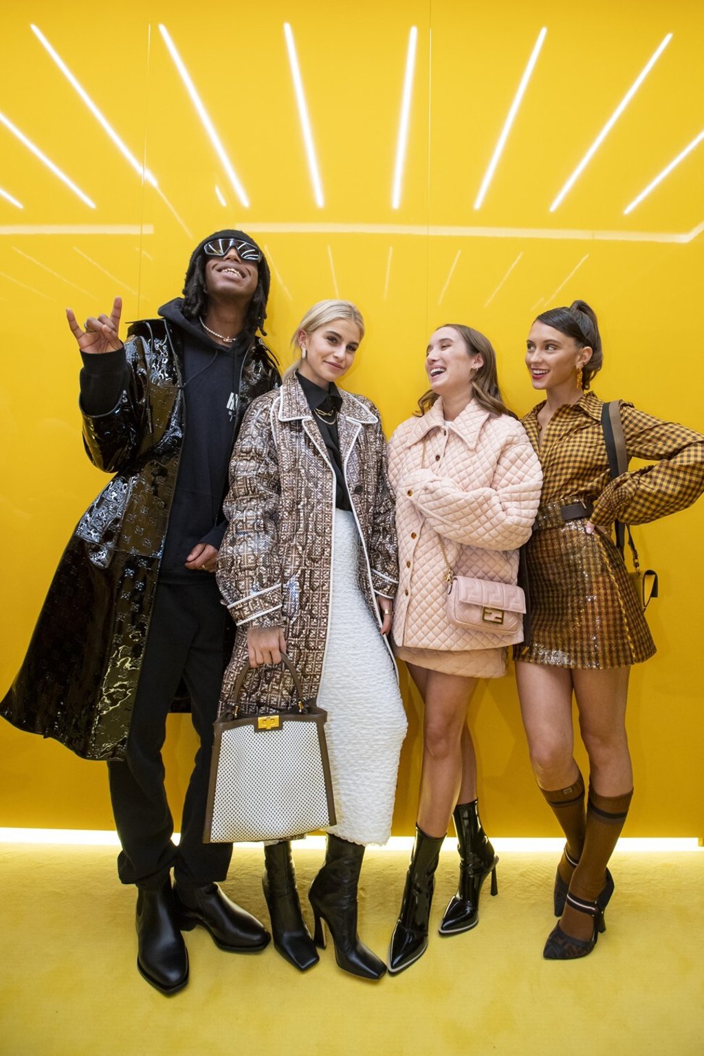 From left, influencers Bakar, Caro Daur, Leonetta Luciano Fendi and Iris Law at Fendi Solar Dream event. Photo: Fendi