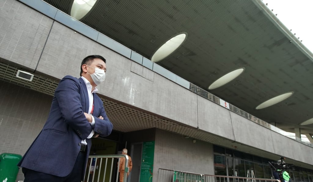 HKFA medical adviser Dr Patrick Yung Shu-hang attends a match at Tseung Kwan O Sports Ground. Photo: Felix Wong