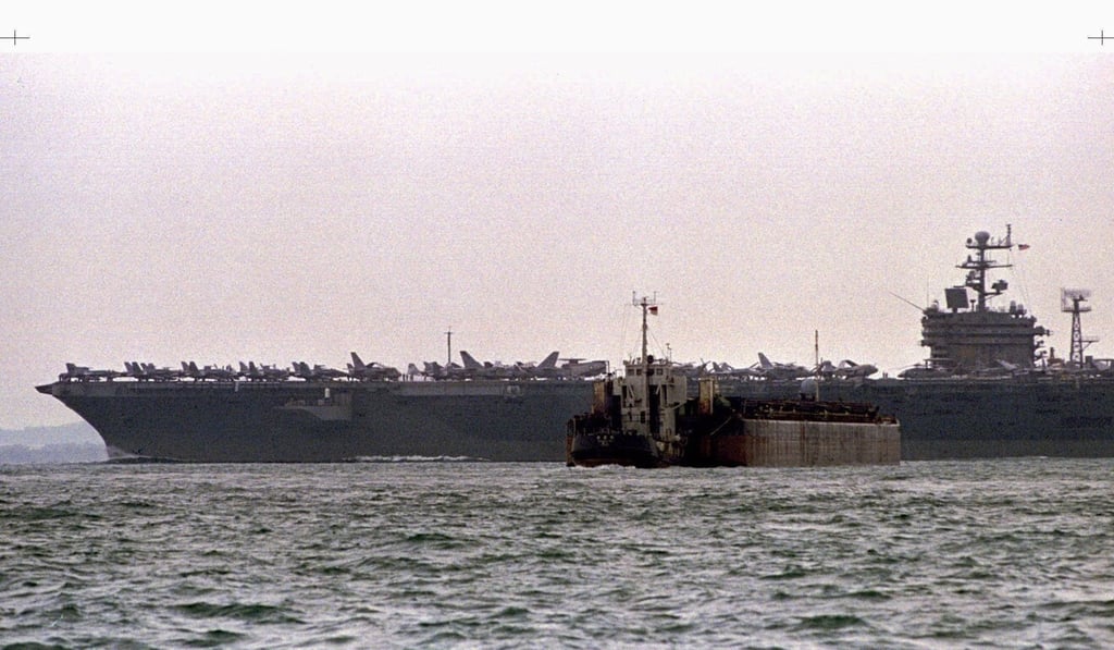 US aircraft carrier Nimitz on its way to the Taiwan Strait during the 1996 crisis. Photo: Reuters US aircraft carrier Nimitz on its way to the Taiwan Strait during the 1996 crisis. Photo: Reuters