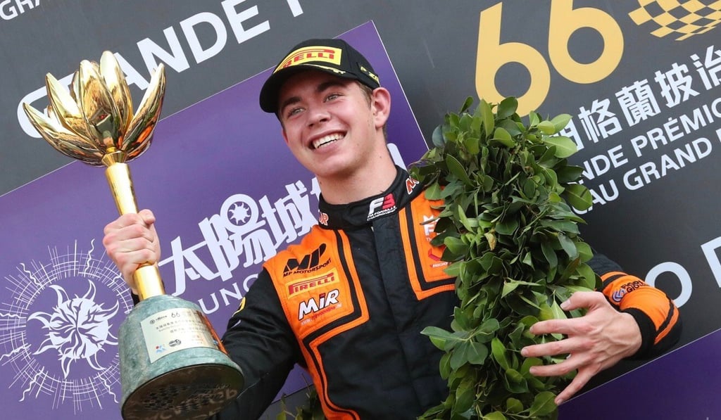Richard Verschoor celebrates with his trophy after winning the Formula 3 Macau Grand Prix last year. Photo: K.Y. Cheng Richard Verschoor celebrates with his trophy after winning the Formula 3 Macau Grand Prix last year. Photo: K.Y. Cheng