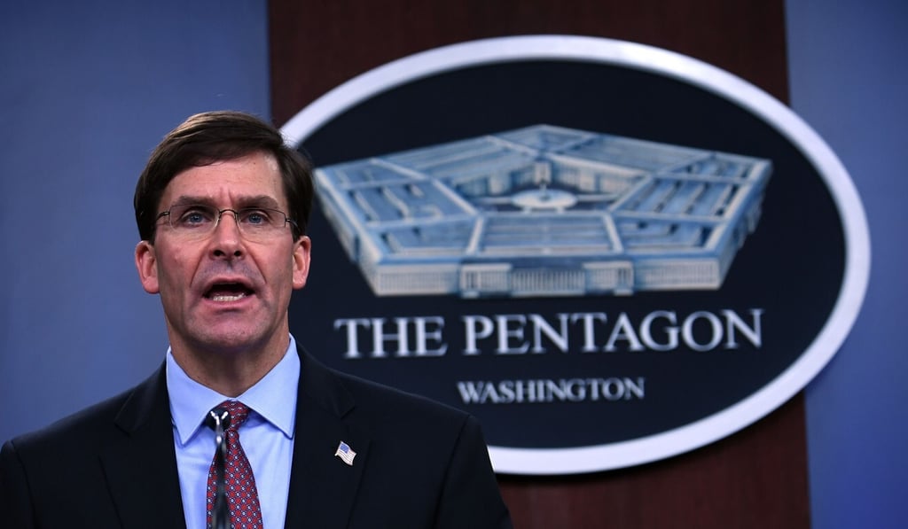 US Secretary of Defence Mark Esper speaks during a press conference at the Pentagon in January. Photo: AFP