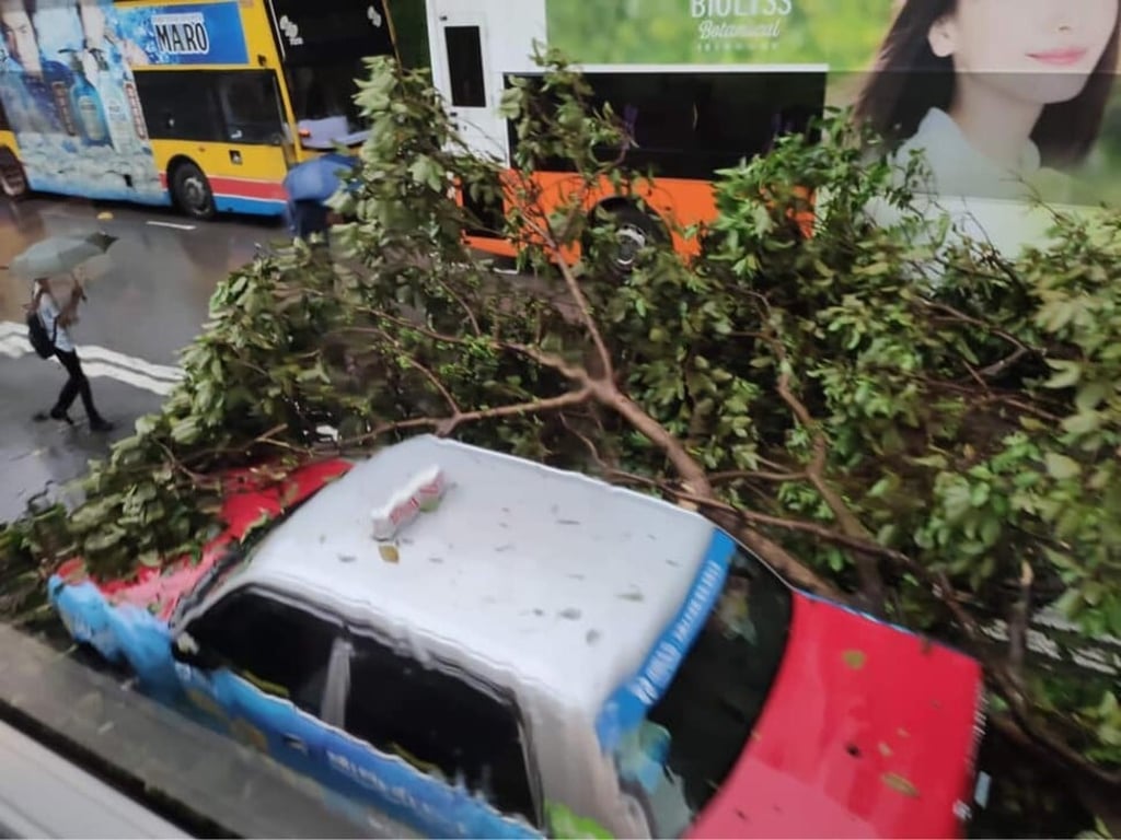 A 40-year-old taxi driver suffered a leg injury in the incident. Photo: Facebook