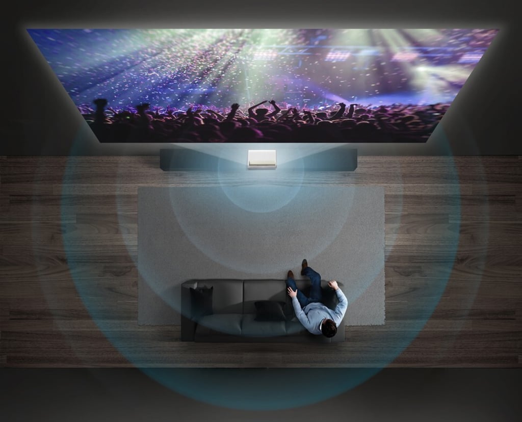 Samsung’s new ultra-short distance projector The Premiere can turn an entire wall into a TV screen. Photo: Samsung/DPA