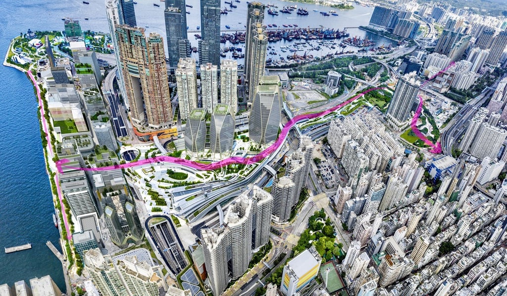 Sun Hung Kai Properties has submitted a new design for its West Kowloon project that calls for plenty of green cover. Photo: Handout Sun Hung Kai Properties has submitted a new design for its West Kowloon project that calls for plenty of green cover. Photo: Handout